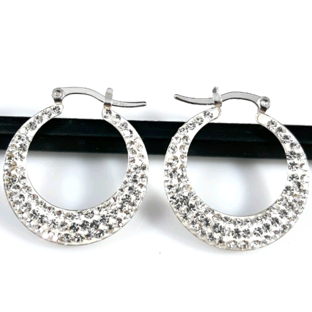 Sterling Silver and Zirconia Hoop Earrings